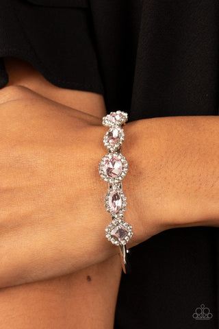 Simmer on GLOW - Pink - Mismatched Rhinestone Paparazzi Cuff Bracelet