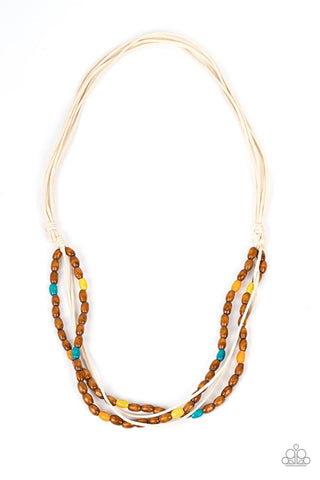 Summer Odyssey - Multi - Wooden Bead Corded Paparazzi Short Necklace