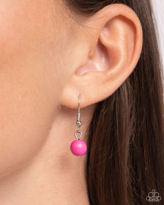 Daisy Dotted Deserts - Pink - Oval Stone Center Silver Flower Paparazzi Short Necklace