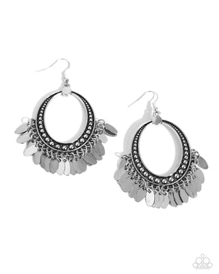 Homestead Hustle - Silver - Oval Disc Paparazzi Fishhook Earrings