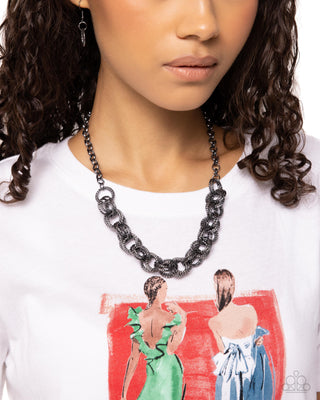 Urban Acoustics - Black - Gunmetal Hoop Paparazzi Short Necklace