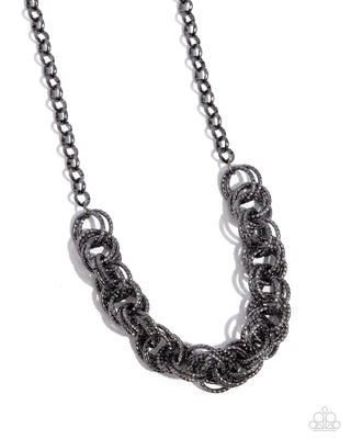 Urban Acoustics - Black - Gunmetal Hoop Paparazzi Short Necklace