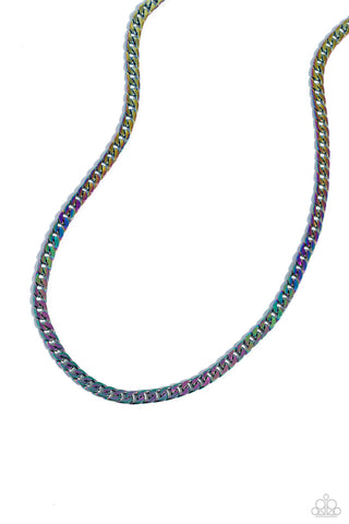 Industrial Identification - Multi - Oil Spill Chain Paparazzi Short Necklace