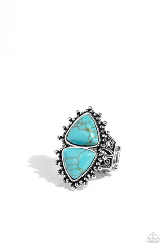 Indigenously Inverted - Blue - Triangular Turquoise Stone Paparazzi Ring