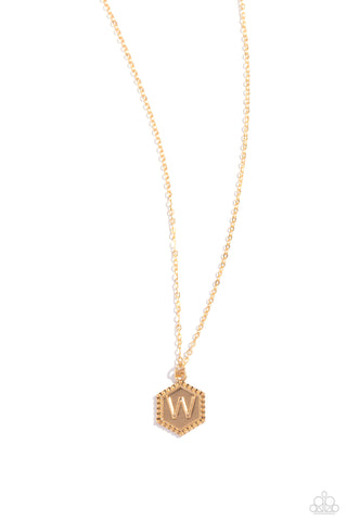 Emblematic Elegance - Gold - W - Initial Pendant Paparazzi Short Necklace