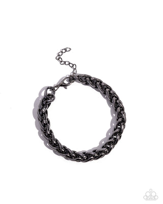 Effortlessly Edgy - Black - Gunmetal Chain Paparazzi Men's Bracelet