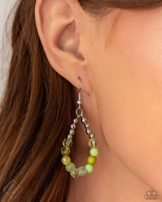 Piquant Pattern - Green - and Turquoise Stone, Silver Bead Tiered Paparazzi Short Necklace - April 2024 Simply Santa Fe