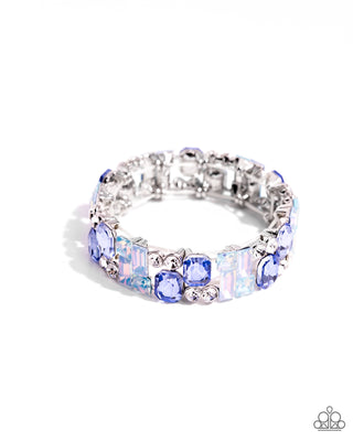 Scattered Showcase - Multi - Blue and Iridescent Gem Paparazzi Stretchy Bracelet