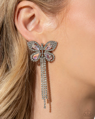 Next SOAR - Pink - UV Gem Butterfly Paparazzi Post Earrings - August 2024 Life of the Party Exclusive
