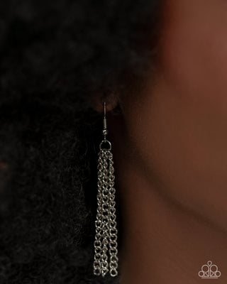 Deconstructed Denim - Blue - Metallic Silver and Denim Flower Silver Chain Paparazzi Short Necklace
