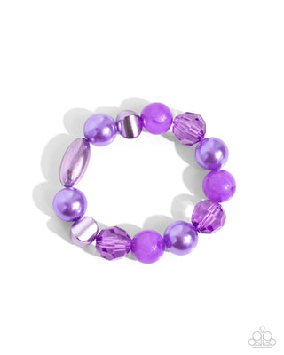 Plentiful Pigment - Purple - Pearl and Bead Paparazzi Stretchy Bracelet