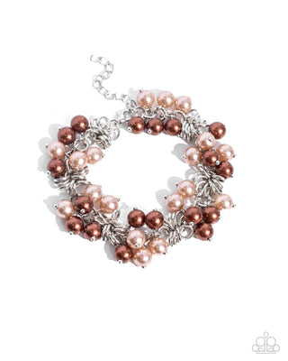 Endless Loop - Brown - Pearl Silver Ring Paparazzi Lobster Claw Bracelet