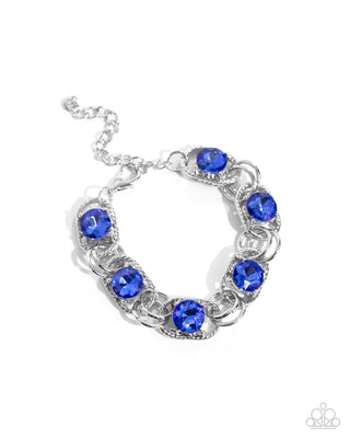 Serrated Secret - Blue - Gem Silver Link Paparazzi Lobster Claw Bracelet