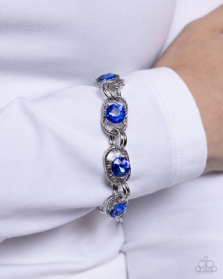 Serrated Secret - Blue - Gem Silver Link Paparazzi Lobster Claw Bracelet