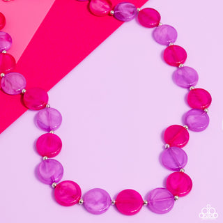 Bright Backdrop - Purple and Pink - Flat Acrylic Bead Paparazzi Short Necklace