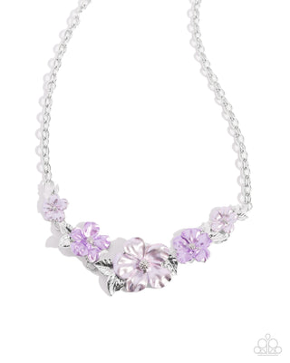 Bouquet Brilliance - Purple - Flower Paparazzi Short Necklace