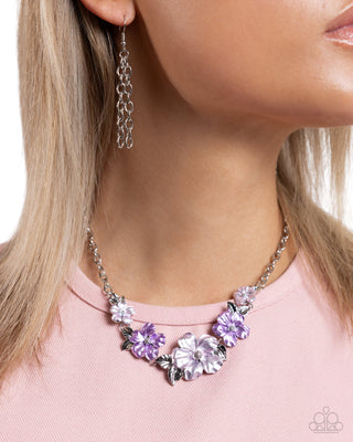 Bouquet Brilliance - Purple - Flower Paparazzi Short Necklace