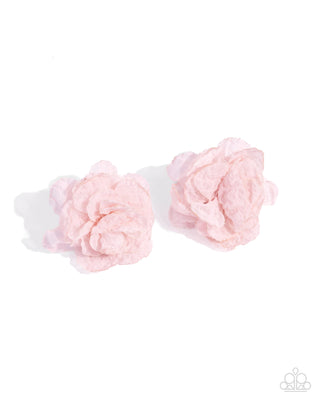 Tulle Twist - Pink - Flower Paparazzi Post Earrings