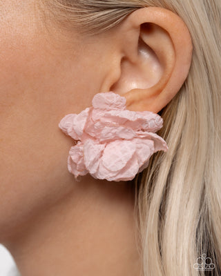 Tulle Twist - Pink - Flower Paparazzi Post Earrings