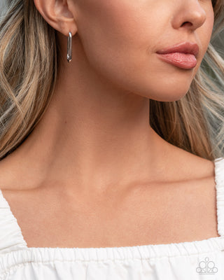 Paramount Paperclips - Silver - Paparazzi Hinge Hoop Earrings