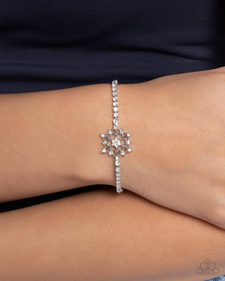 Snow Angel Shimmer - White - Rhinestone Snowflake Paparazzi Lariat Bracelet