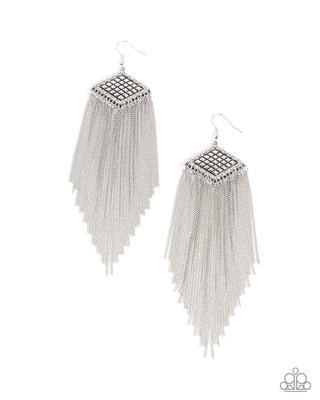 Forged Fringe - Silver - Layered Chain Paparazzi Fishhook Earrings