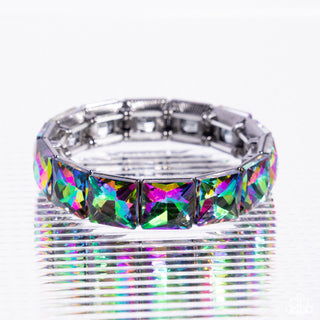 Upscale Funk - Multi - Square Cut Oil Spill Gem Paparazzi Stretchy Bracelet