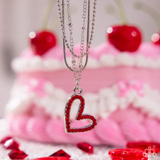 Valentine's Day Decadence - Red - Silver Necklace