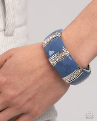 Complete Look - Fashionable Fringe Necklace & Colored Cameo Bracelet - Blue Set
