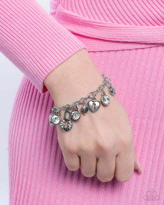 Complete Look - White - LOCK of Love Necklace & Luxurious Locks Bracelet - White Set