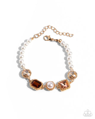 Complete Look - Dumbfounding Decadence Necklace & Dumbfounding Dazzle Bracelet - Brown and Pearl Set