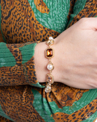 Complete Look - Dumbfounding Decadence Necklace & Dumbfounding Dazzle Bracelet - Brown and Pearl Set