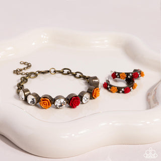 Complete Look - Reawakening Revelry Bracelet & Reawakening Radiance Earrings - Brass Flower Set