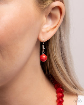 Not a Phase - Red - Marbled Bead Paparazzi Short Necklace