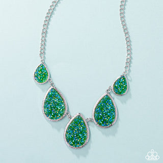 Geode Gamut - Multi - Glittery Druzy Teardrop Paparazzi Short Necklace