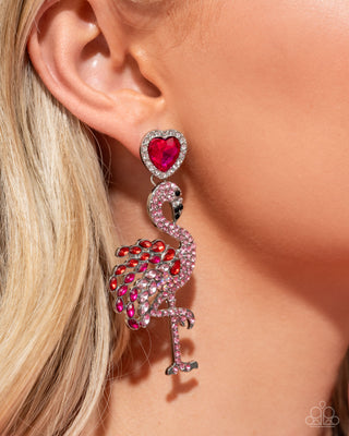 Flamingo Freestyle - Pink - Rhinestone Paparazzi Post Earrings - January 2025 Life of the Party Exclusive
