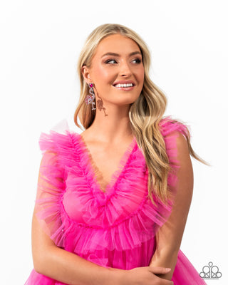 Flamingo Freestyle - Pink - Rhinestone Paparazzi Post Earrings - January 2025 Life of the Party Exclusive