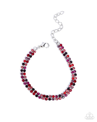Complete Look - Terrific Trio Necklace & Thrilling Trio Bracelet - Red Set