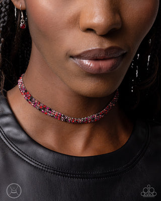Complete Look - Terrific Trio Necklace & Thrilling Trio Bracelet - Red Set