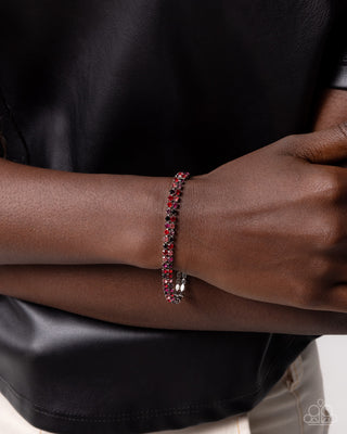 Complete Look - Terrific Trio Necklace & Thrilling Trio Bracelet - Red Set