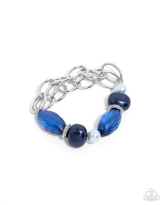 Complete Look - Pearly Patron Necklace & Pearly Passenger Bracelet - Blue Set