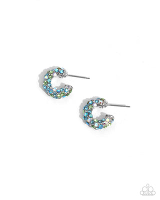 Complete Look - Iridescent Influence Ear Cuff & Iridescent Improv Earring - Multi Blue - Set