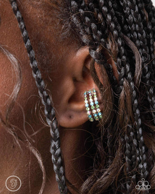 Complete Look - Iridescent Influence Ear Cuff & Iridescent Improv Earring - Multi Blue - Set