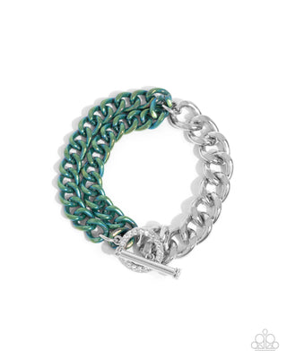 Complete Look - Iridescent Icon Necklace & Tourist Twists Bracelet - Green Chain Set