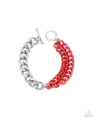 Complete Look - Iridescent Icon Necklace & Tourist Twists Bracelet - Red Set