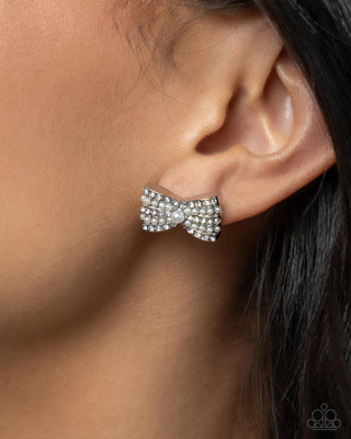 Complete Look - Admirable Aria Bracelet & Adorable Aria Earrings - White Pearl Bow Set