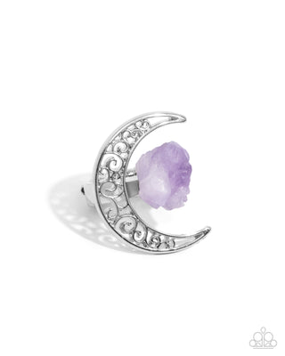 Complete Look - Crescent Charm Necklace & Planetary Perfection Ring - Purple Ring Set
