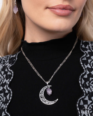 Complete Look - Crescent Charm Necklace & Planetary Perfection Ring - Purple Ring Set