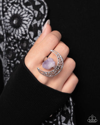 Complete Look - Crescent Charm Necklace & Planetary Perfection Ring - Purple Ring Set