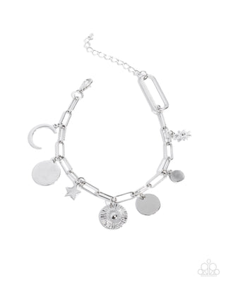 Complete Look - Astral Ambience Necklace & Astral Alias Bracelet - Silver Moon - Paparazzi Set
